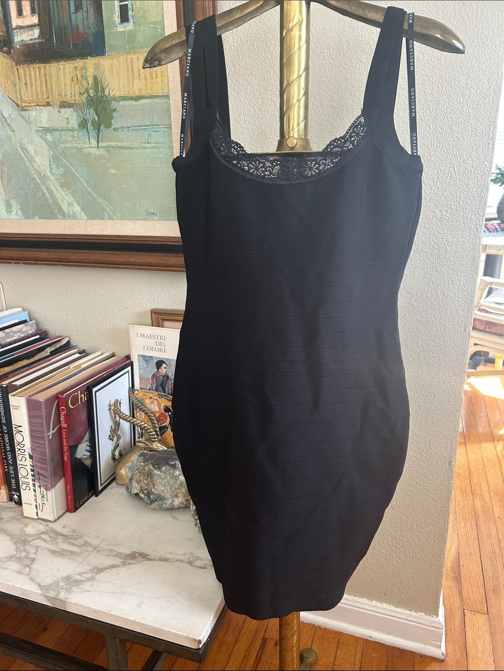 Marciano Black Lace-Trim Tank Dress